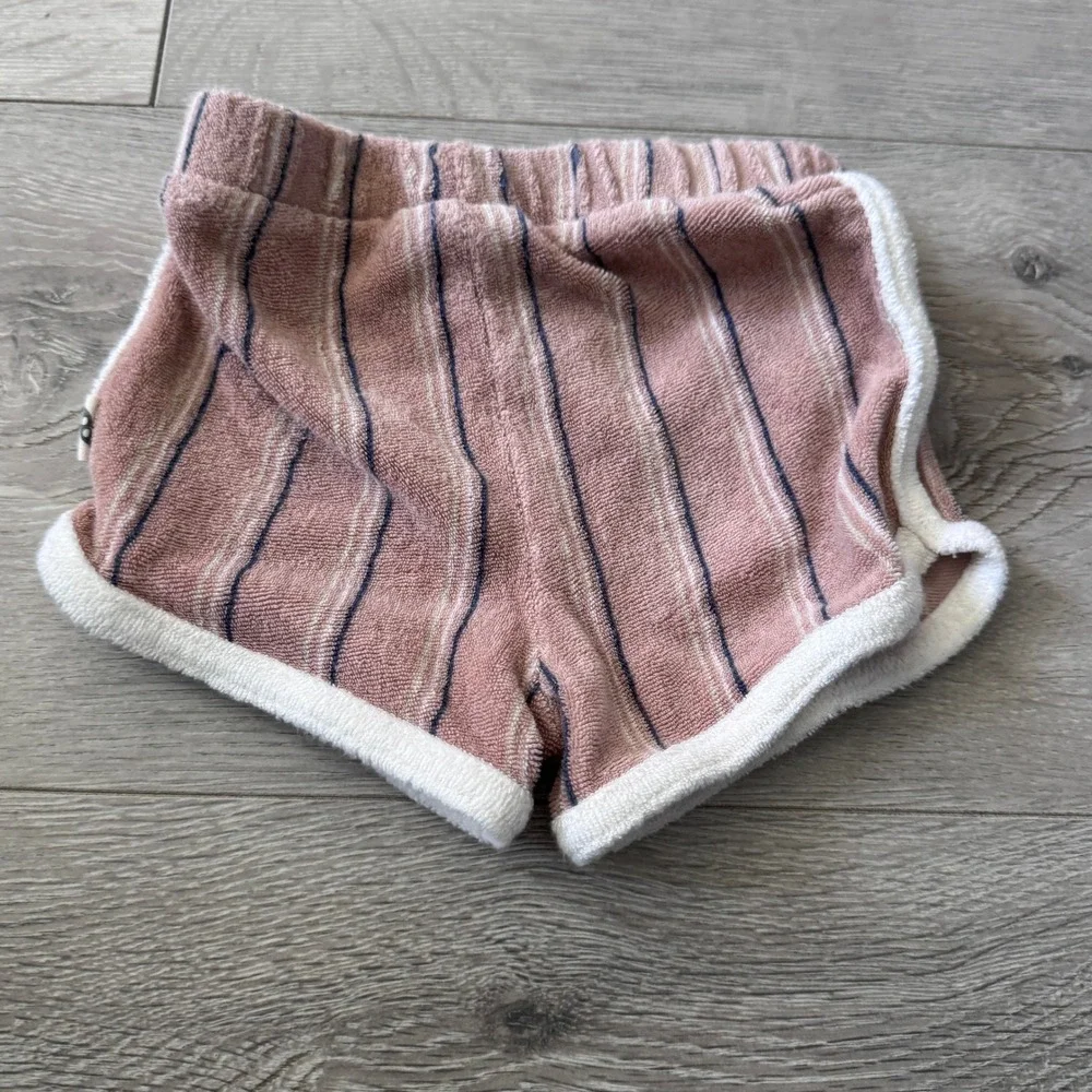 Easy-Peasy Baby Organic Cotton Terry‎ Cloth Striped Shorts Mauve Pink 6-9M